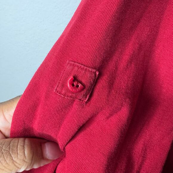 Lauren Ralph Lauren 2X Red 100% Cotton Long Sleeve Top Logo Button Classic Fit - Picture 5 of 8